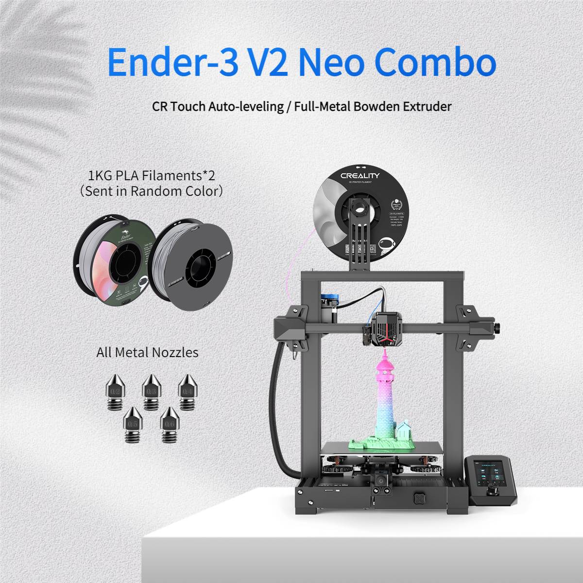 Imprimante 3D officielle Creality Ender 3 V2 Neo - Mise à niveau de Ender 3  V2 avec kit de nivellement automatique CR Touch, plate-forme d'impression  en acier PC, extrudeuse Bowden en métal