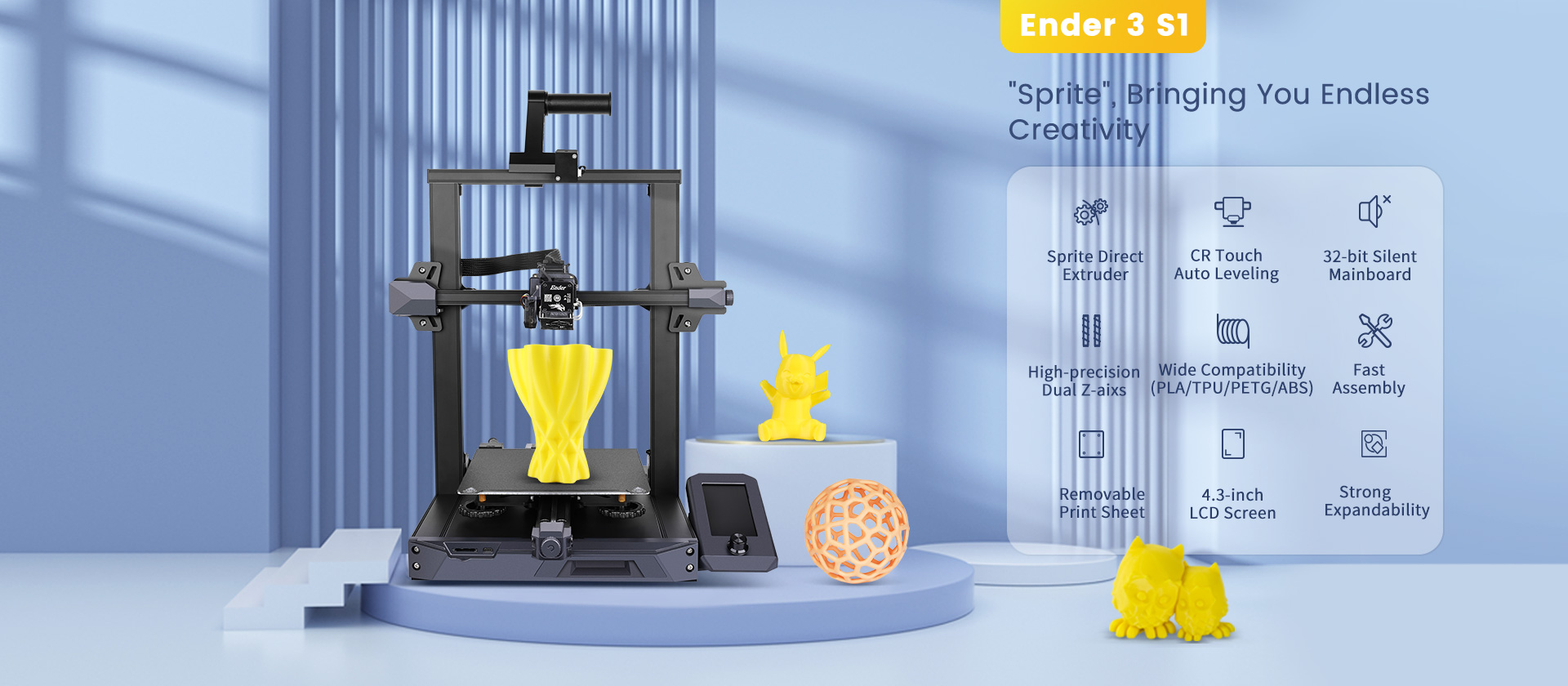 Creality Ender 3 S1 Pro 3D Printer w/ High-Temperature Nozzles, Full-Metal  Dual-Gear Direct Extruder, Auto Leveling, PEI Magnetic Platform - RobotShop