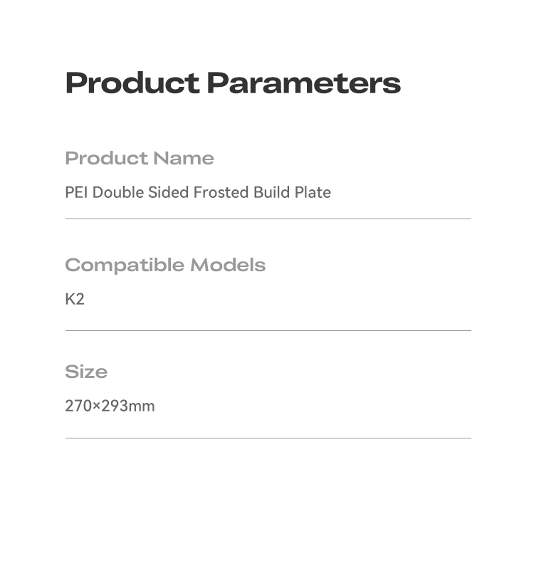 K2 PEI Double Sided Frosted Build Plate